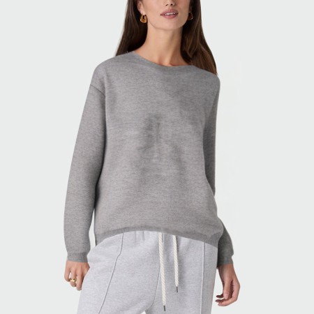 Loose grey dropped shoulder women's pullover