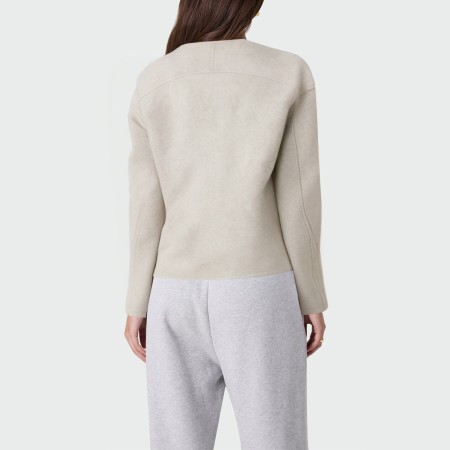 Beige V-neck loose women's pullover