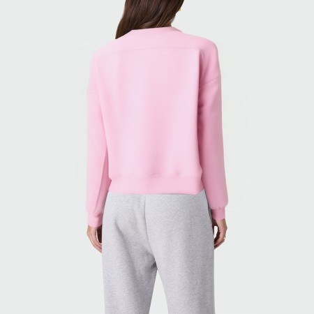 Pink round neck dropped shoulder women's pullover