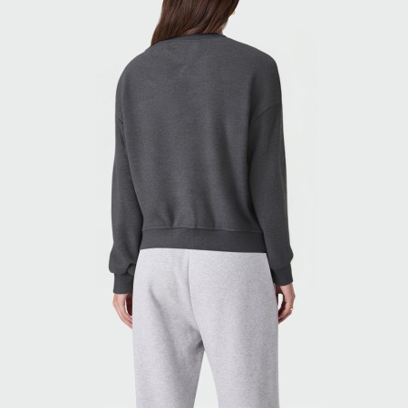 Women's ribbed crew neck rhinestone pullover