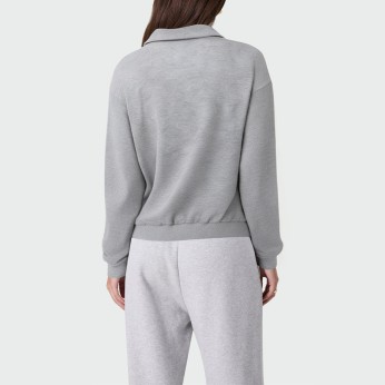 Casual gray lapel long sleeve women's pullover