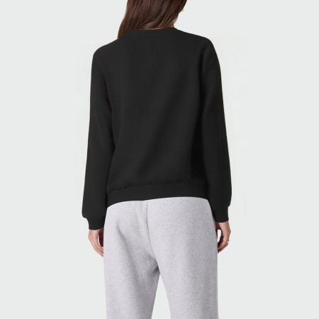 High quality black floral print women's pullover