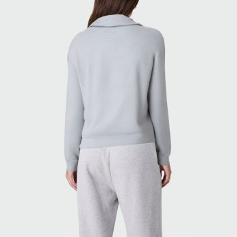 Casual lapel zipper long sleeve women's pullover