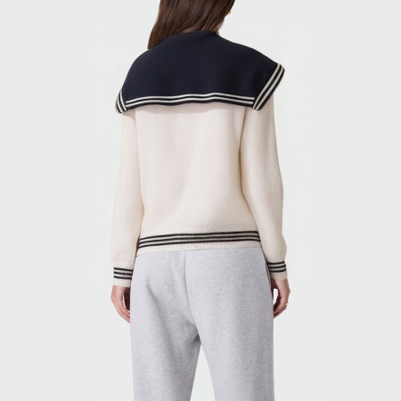 Women's sailor collar jacquard knit sweater