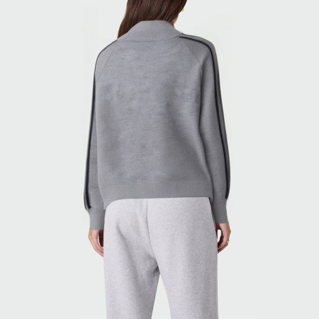 Grey stand collar half zip women's pullover