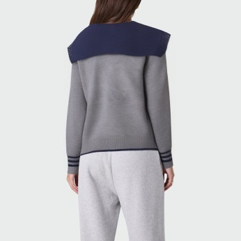 Grey crew neck knit women's pullover