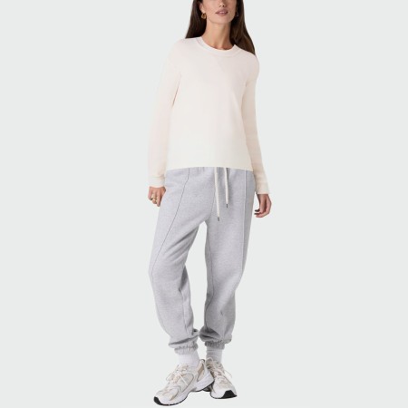 White loose-fitting drop-shoulder women's pullover