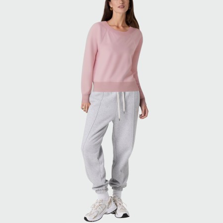 Pink large round neck casual women's pullover