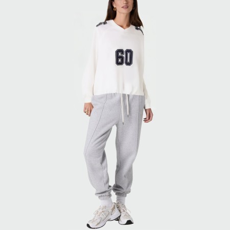 White round neck loose women's pullover