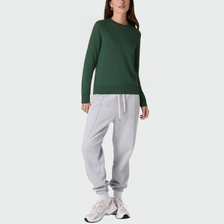 Green crew neck breathable women's pullover