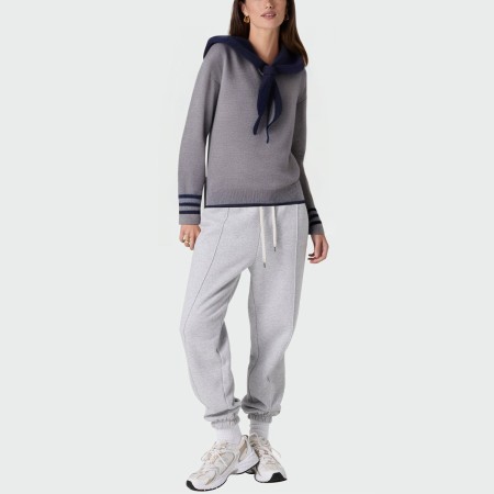 Grey crew neck knit women's pullover