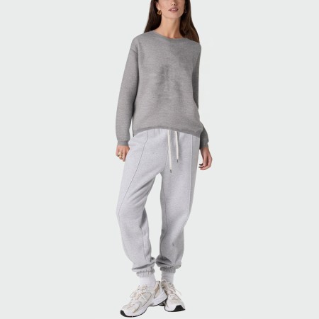 Loose grey dropped shoulder women's pullover