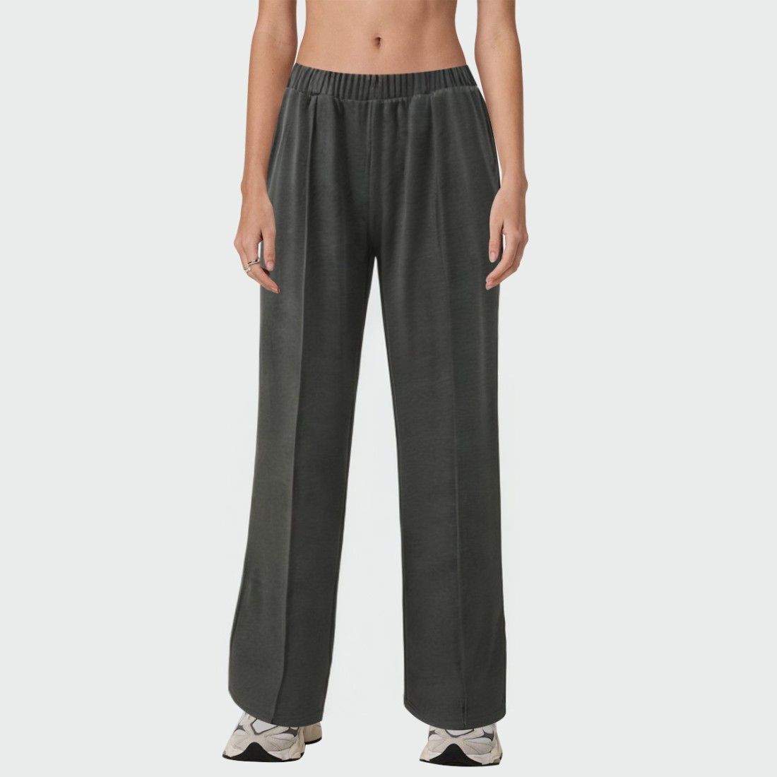 Straight elastic waist women's casual pants