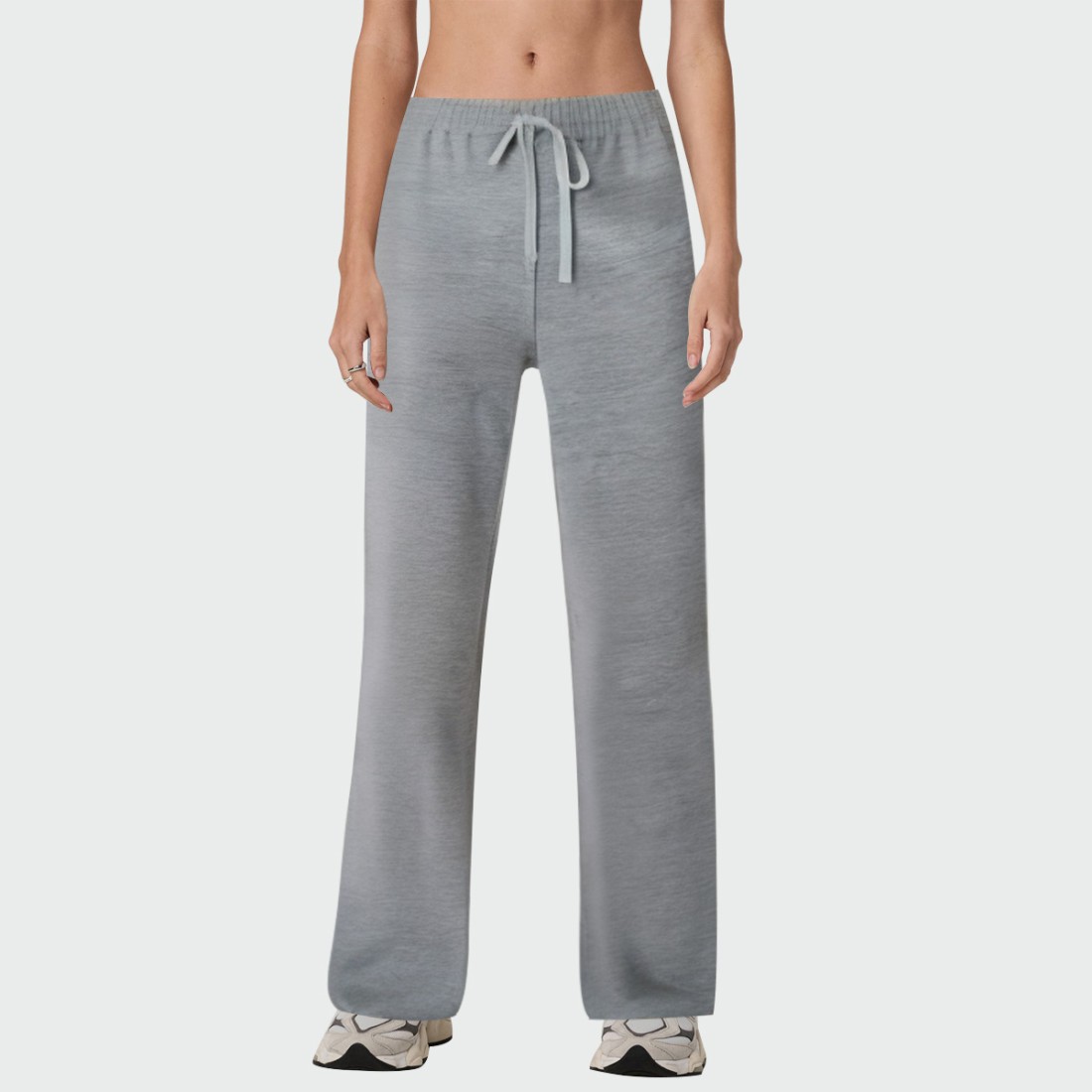 Grey comfortable high waist women's casual pants