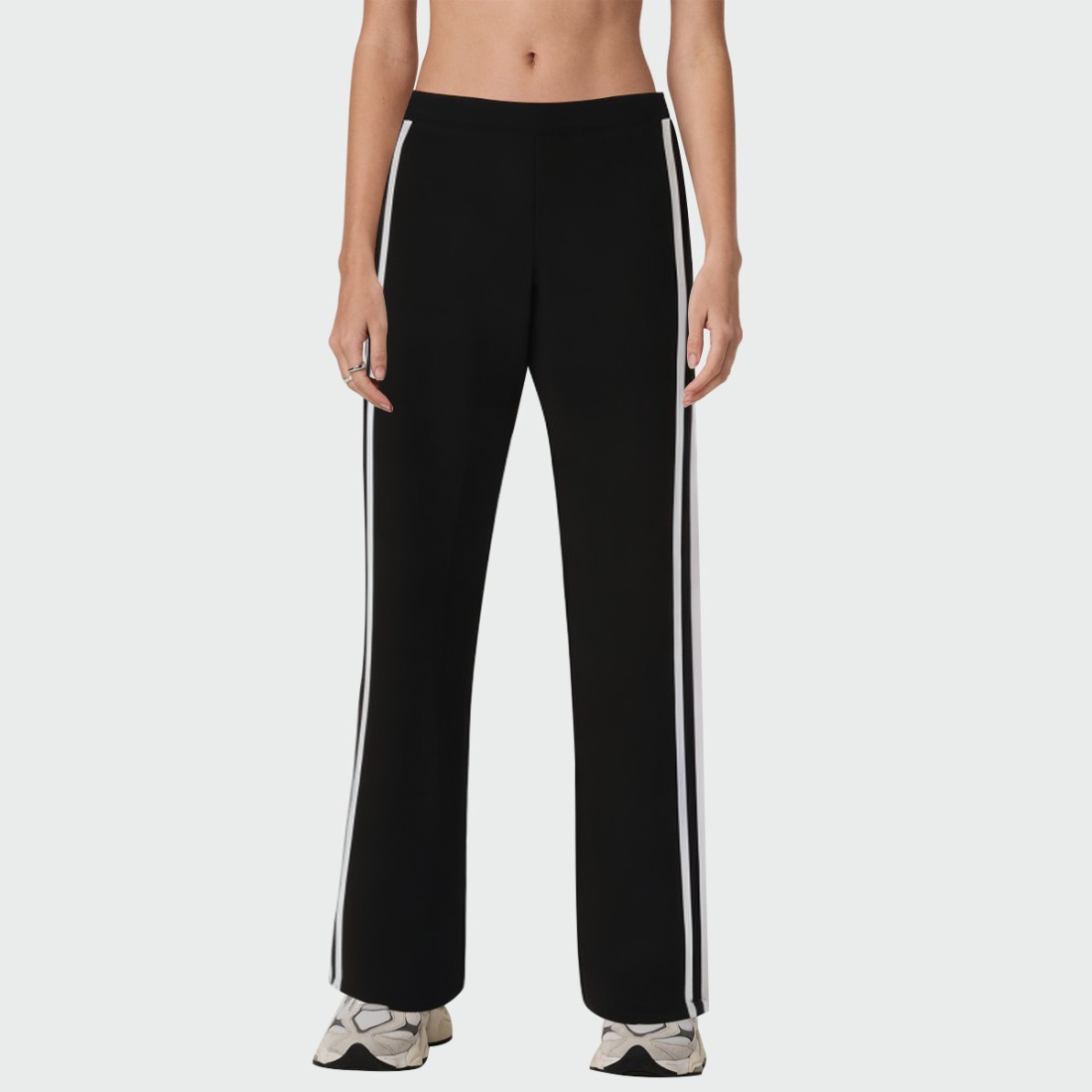 Fashion side stripe high waist women's trousers