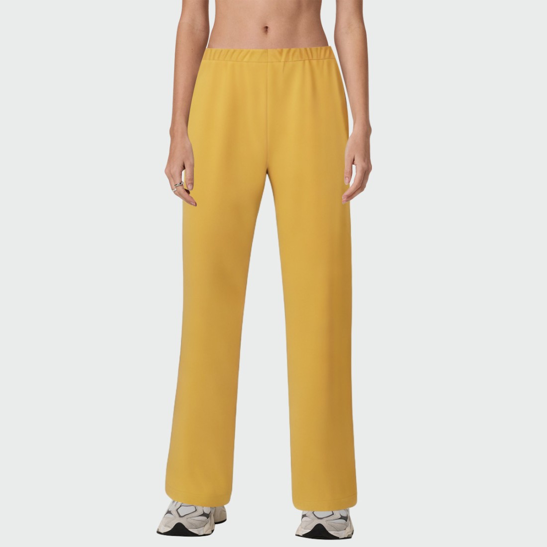 Yellow high waist women's flared pants