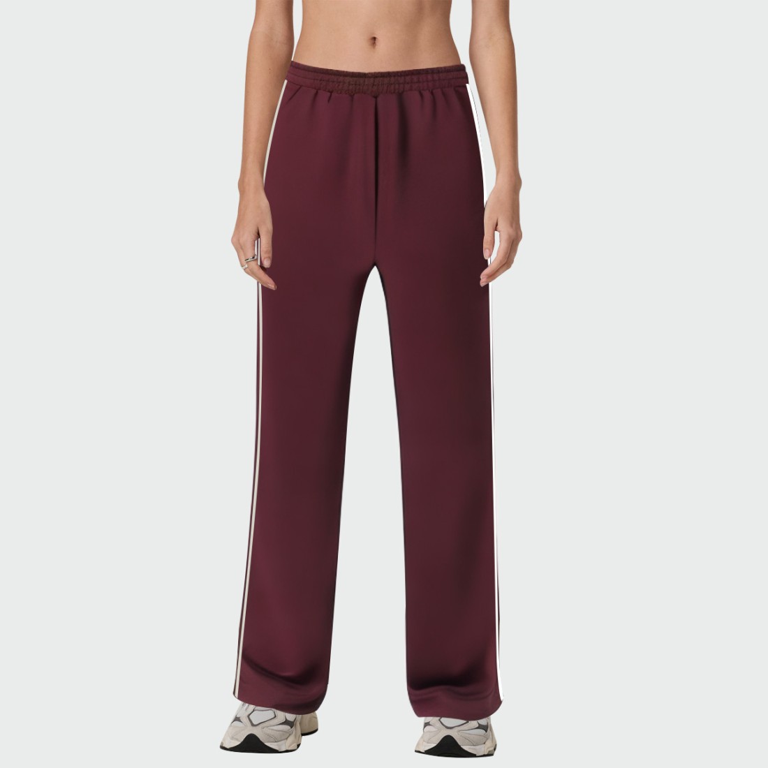 Vintage high waist lace striped women's pants