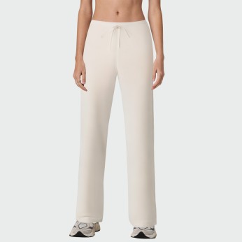 Beige loose wide-leg women's casual pants