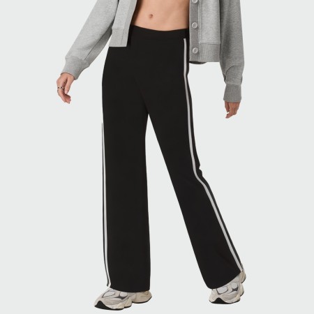 Fashion side stripe high waist women's trousers