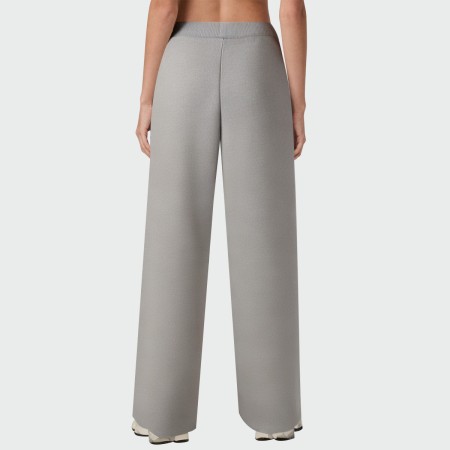 Grey elastic waist wide-leg women's trousers