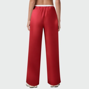 Fashionable red high waist women's wide leg pants