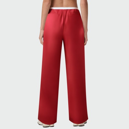 Fashionable red high waist women's wide leg pants