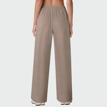 Vintage elastic waist wide leg women's trousers