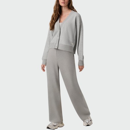 Grey elastic waist wide-leg women's trousers