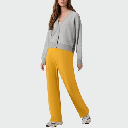 Yellow high waist women's flared pants