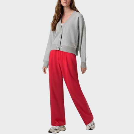 Fashionable red high waist women's wide leg pants